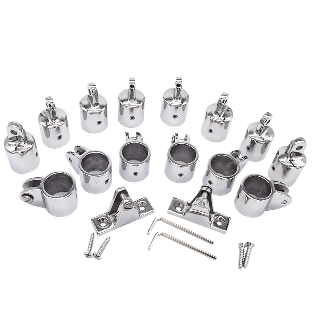 16PCS 316 Stainless Steel 4-Bow Bimini Top Hardware Set Deck Hinge Jaw Slide Eye End Fitting Boat Accessories for 22/25mm(22mm 16 PCS) von TIAJTHYD