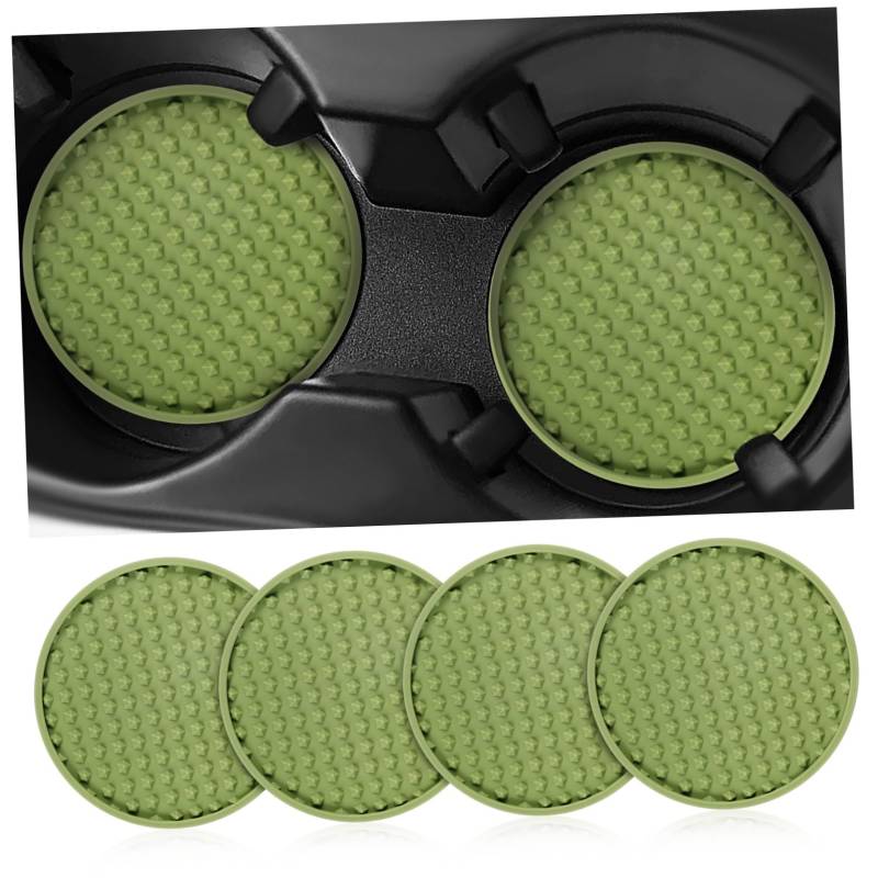 TIDTALEO 4 Stück Auto Achterbahn Auto Tasse Auto Zubehör Getränkehaltereinsätze fürs Auto car Coasters Auto becherhalterung car Decor Auto deko Auto Untersetzer Tassenmatten Kieselgel Green von TIDTALEO