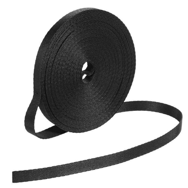 TIESOME 12 Yards Nylon Gurtband, strapazierfähiges Gurtband, Schwarze Flache Gurte für Sicherheitsgurt, Rucksack, Outdoor, Heimwerker-Ausrüstung, Reparatur(Width 1cm) von TIESOME