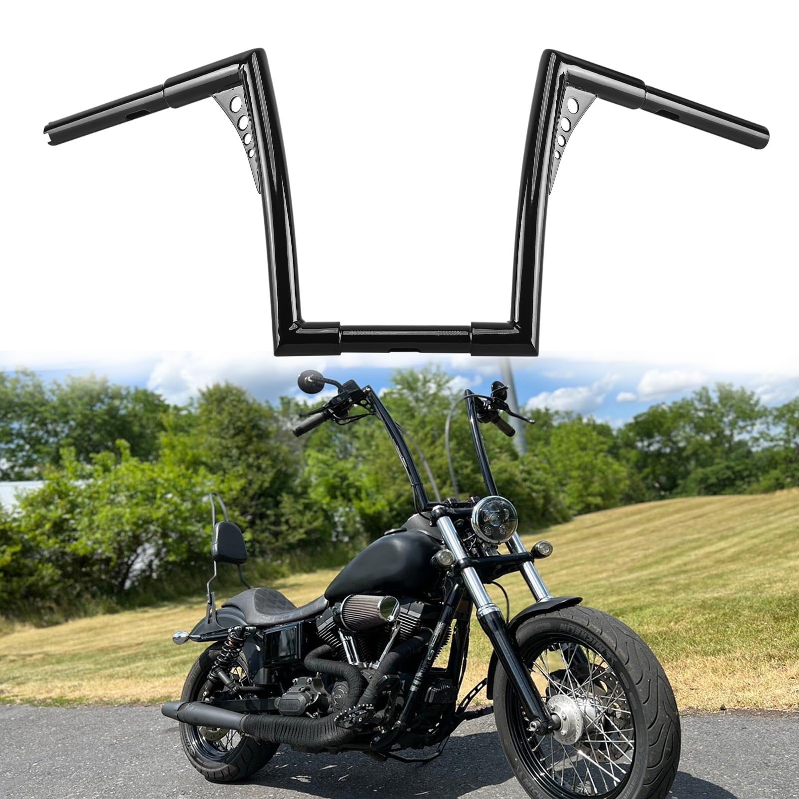 TIGERSGATE Sportster Dyna Softail Ape Hangers Diablo Lenker für Harley 1995-up Road King 1998-2013 Road Glide (Schwarz, 30,5 cm) von TIGERSGATE