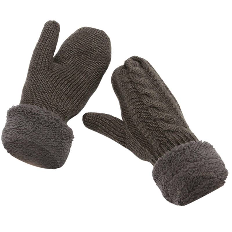 Damen Fäustlinge Winter Warm Strickhandschuhe Einfarbig Gestrickte Winterhandschuhe Fingerlose Handschuhe Warme Dicke Fäustlinge Pulswärmer Fausthandschuhe Sporthandschuhe für (Dark Gray, One Size) von TIMIYUYU