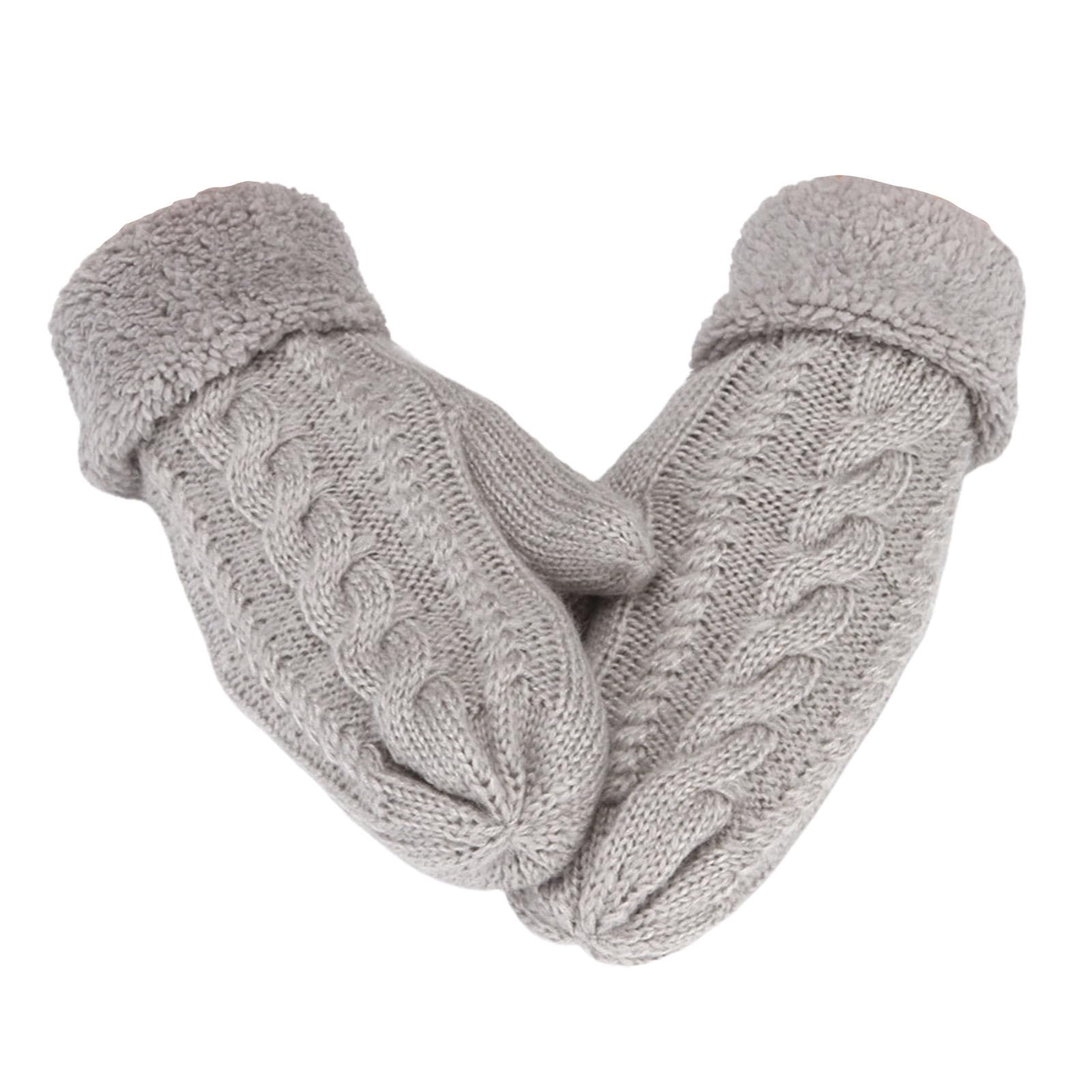 Damen Fäustlinge Winter Warm Strickhandschuhe Einfarbig Gestrickte Winterhandschuhe Fingerlose Handschuhe Warme Dicke Fäustlinge Pulswärmer Fausthandschuhe Sporthandschuhe für Frauen (Grey, One Size) von TIMIYUYU