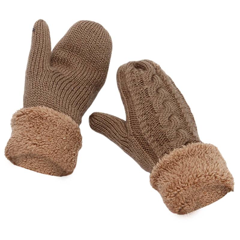 Damen Fäustlinge Winter Warm Strickhandschuhe Einfarbig Gestrickte Winterhandschuhe Fingerlose Handschuhe Warme Dicke Fäustlinge Pulswärmer Fausthandschuhe Sporthandschuhe für Frauen (Khaki, One Size) von TIMIYUYU