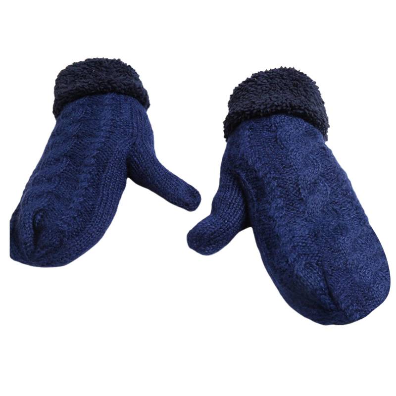 Damen Fäustlinge Winter Warm Strickhandschuhe Einfarbig Gestrickte Winterhandschuhe Fingerlose Handschuhe Warme Dicke Fäustlinge Pulswärmer Fausthandschuhe Sporthandschuhe für Frauen (Navy, One Size) von TIMIYUYU