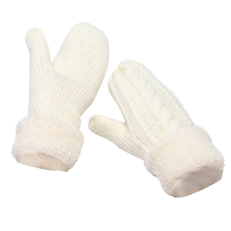 Damen Fäustlinge Winter Warm Strickhandschuhe Einfarbig Gestrickte Winterhandschuhe Fingerlose Handschuhe Warme Dicke Fäustlinge Pulswärmer Fausthandschuhe Sporthandschuhe für Frauen (White, One Size) von TIMIYUYU