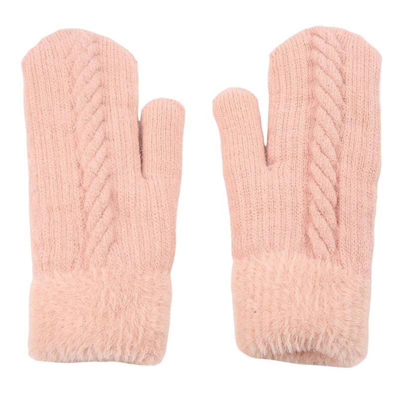 Damen Warme Winter Strick Fäustlinge Thermo Fleece Strickhandschuhe Fingerlose Handschuhe Winddicht Warme Dicke Fausthandschuhe Winterhandschuhe Sporthandschuhe Pulswärmer für Frauen (Red, One Size) von TIMIYUYU