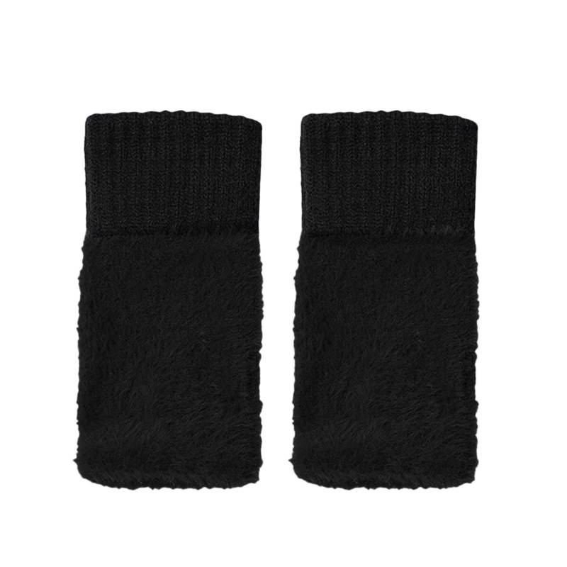 Damen Winterhandschuhe Warme Strickhandschuhe Thermohandschuhe Winter mit Fleece für Damen Winter Geschenke, Fingerlose Handschuhe Dehnbar Armstulpen Pulswärmer Warme Fäustlinge (Black, One Size) von TIMIYUYU