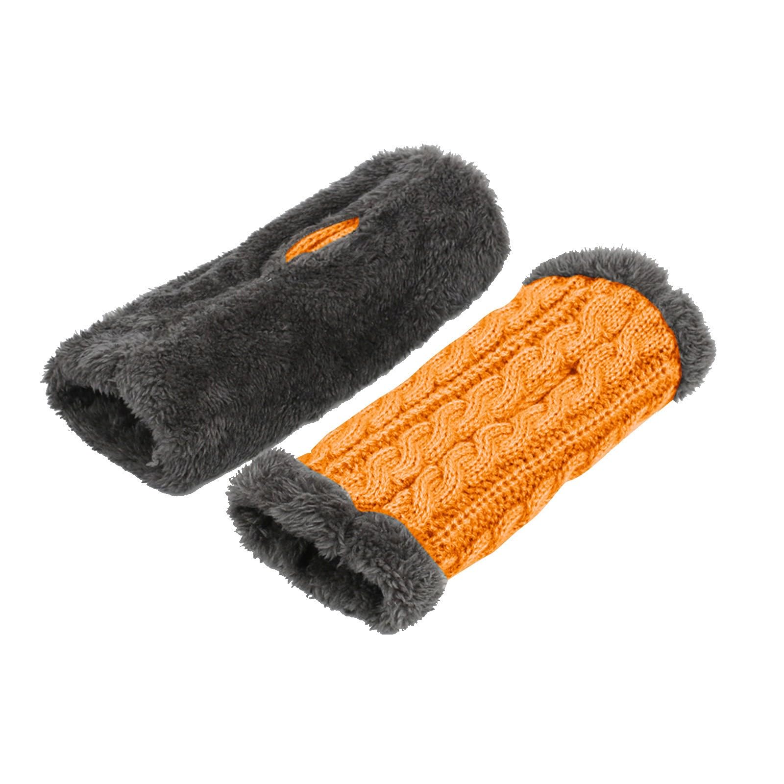 Fingerlose Strickhandschuhe Wintersporthandschuhe Thermo Fleece Handschuhe Damen Thermohandschuhe mit Fleece Outdoor Winterhandschuhe Freizeit Ski Handschuhe Handwärmer Pulswärmer, (Orange, One Size) von TIMIYUYU