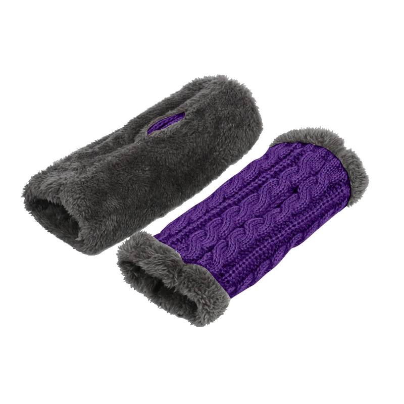 Fingerlose Strickhandschuhe Wintersporthandschuhe Thermo Fleece Handschuhe Damen Thermohandschuhe mit Fleece Outdoor Winterhandschuhe Freizeit Ski Handschuhe Handwärmer Pulswärmer, (Purple, One Size) von TIMIYUYU