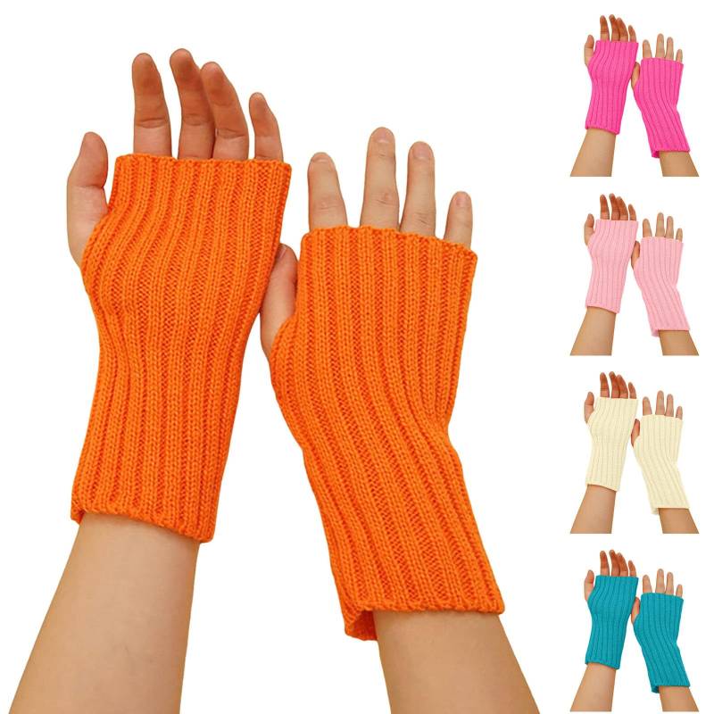 Handschuhe Fingerlos Winter Pulswärmer Handschuhe Strick Handstulpen Damen Fingerlose Fäustlinge Handwärmer Wärmer Strick Kurzer Gestrickte Halb Winter Handschuhe Armstulpen für (Beige, One Size) von TIMIYUYU