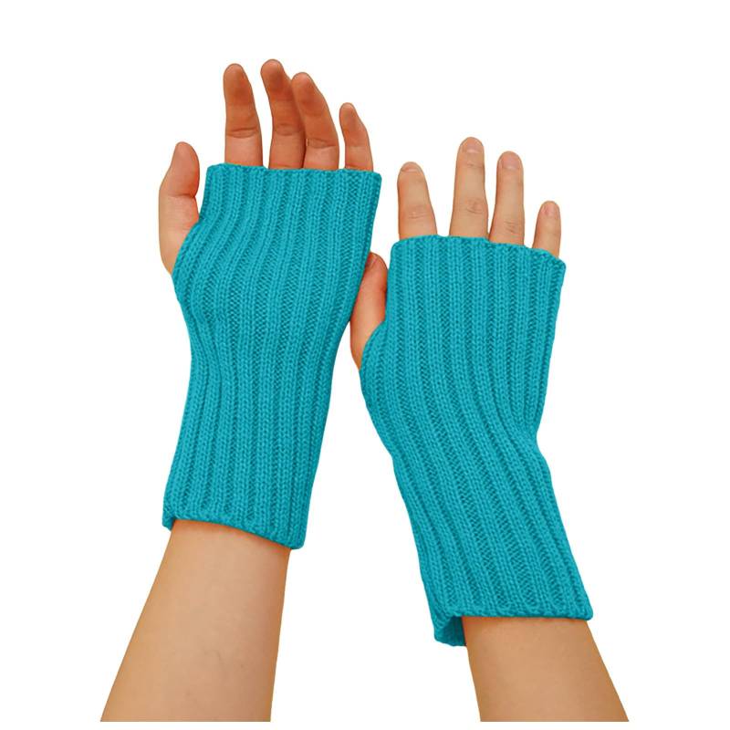 Handschuhe Fingerlos Winter Pulswärmer Handschuhe Strick Handstulpen Damen Fingerlose Fäustlinge Handwärmer Wärmer Strick Kurzer Gestrickte Halb Winter Handschuhe Armstulpen für Damen (Blue, One Size) von TIMIYUYU