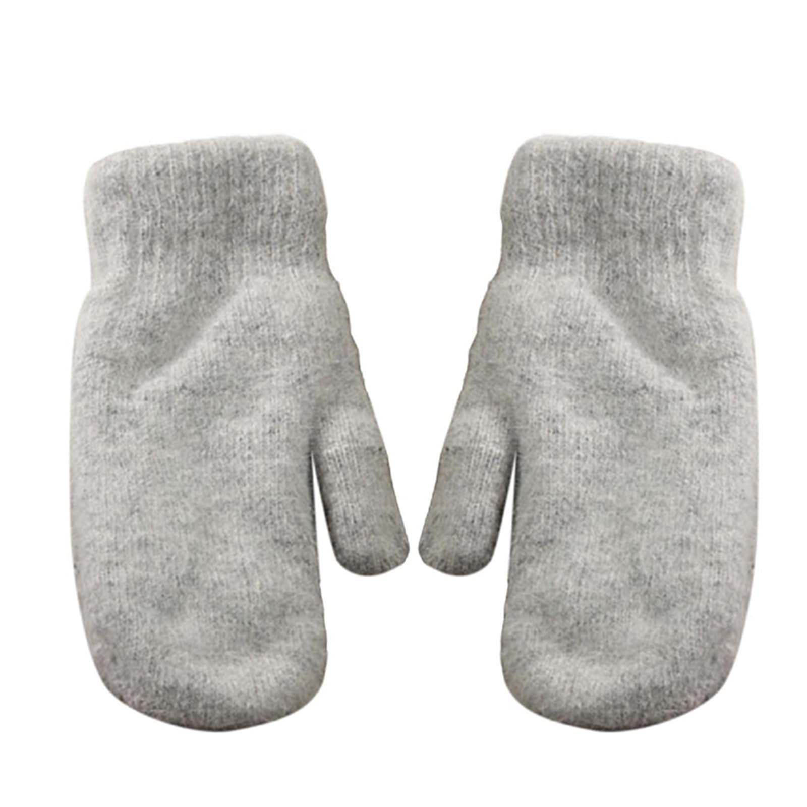 TIMIYUYU Warme Winter Strick Fäustlinge Warme Handschuhe Gestrickte für Frauen Winterhandschuhe Fausthandschuhe Fäustlinge Warm Strickhandschuhe Outdoor Winter Strick Fäustlinge (Grey, One Size) von TIMIYUYU