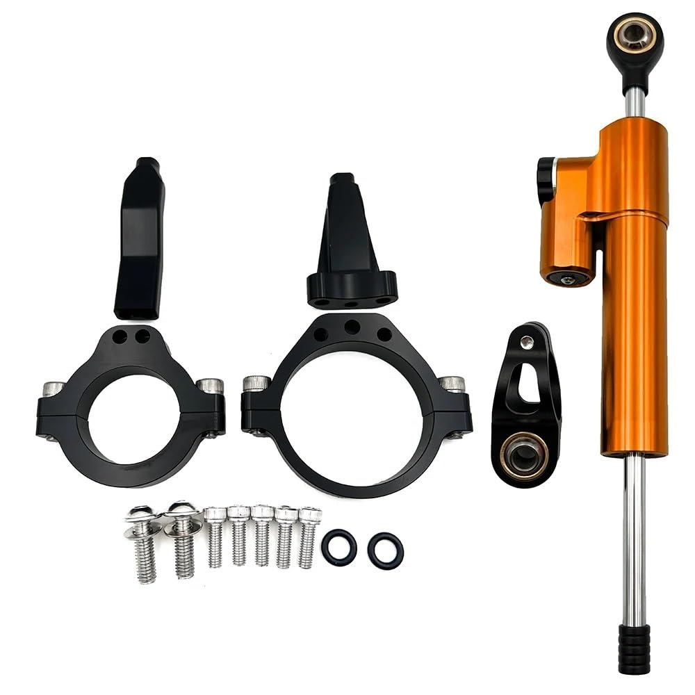 TIMJAN Motorrad Lenkungsdämpfer Für Ninja ZX-4R ZX-4RR 2023-2024 ZX4R ZX4RR ZX 4R 4RR Motorrad Lenkungsdämpfer Stabilisator Halterung Montagesatz(Orange Set) von TIMJAN