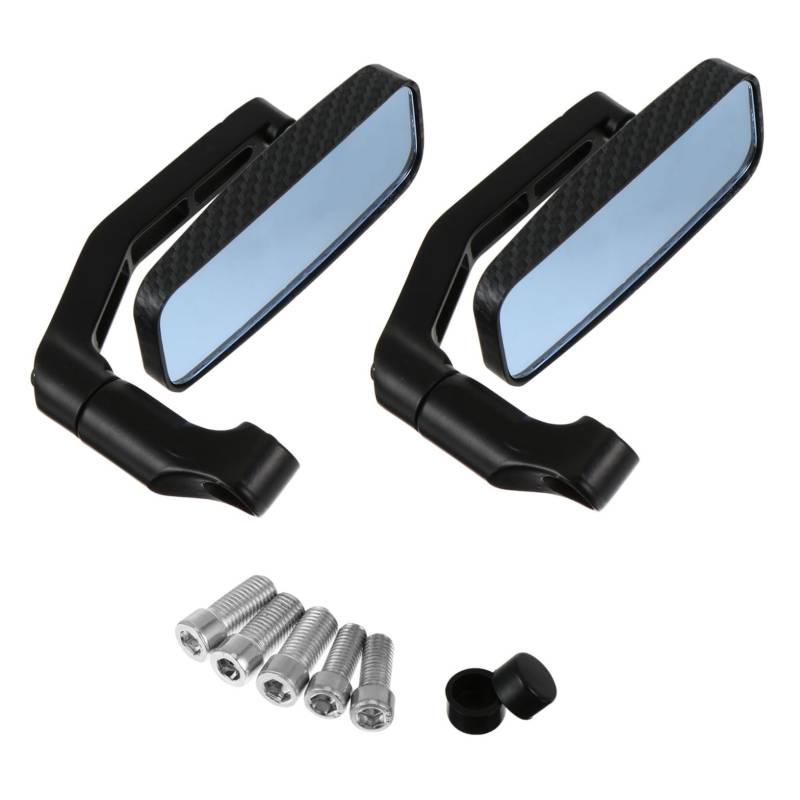 2St Rückspiegel Seitenspiegel Sportfahrradspiegel Lenkerendenspiegel aus Aluminium motorcycle mirrors motorroller zubehör Scooter Rückstrahler Aluminiumstange Black TINEASUR von TINEASUR