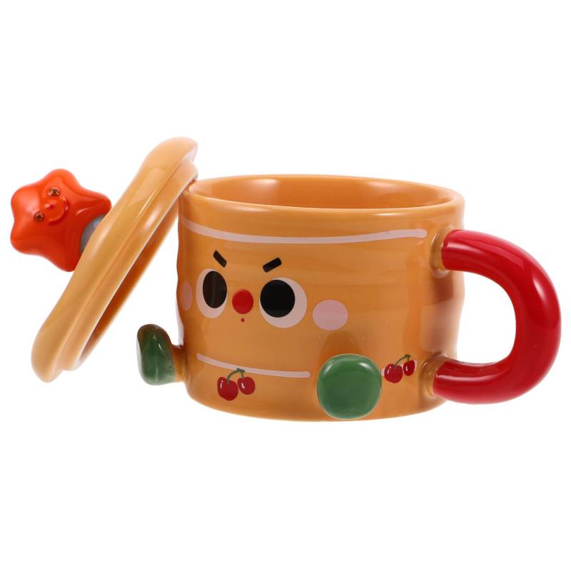 TINEASUR Keramikbecher Cappuccino-Becher Teetasse Neuheitsbecher Mit Deckel Wasserbecher Für Kleine Mädchen Cappuccino-Tasse Kawaii Tassen Kaffeetasse Aus Keramik Weißes Porzellan von TINEASUR