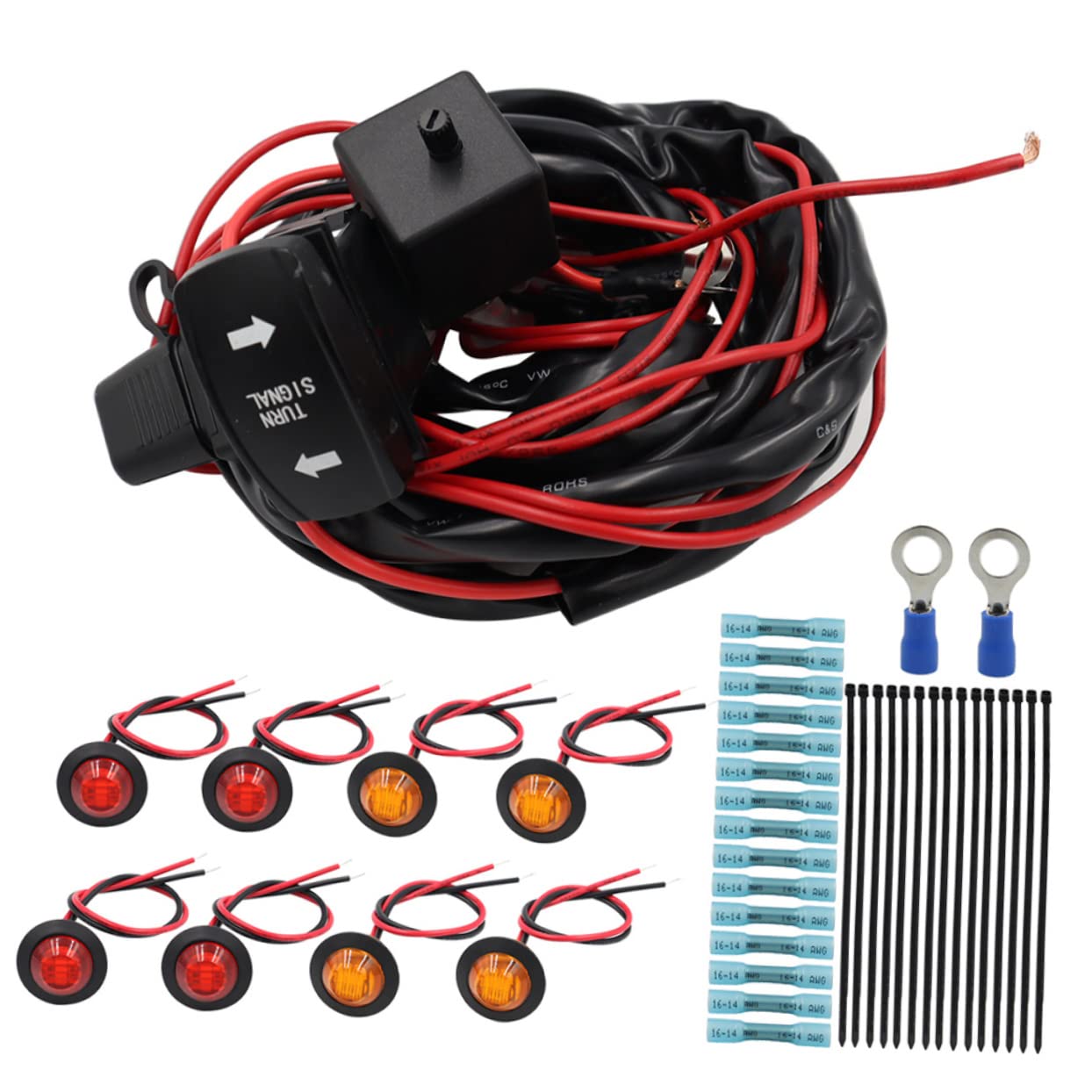 TINEASUR Utv Blinker Set Für ATV Und UTV Blinker Mit Wippschalter Und Kabelbaum Einfache Installation Geeignet Für Verschiedene Modelle Langlebiges Material Ideales Zubehör Für von TINEASUR