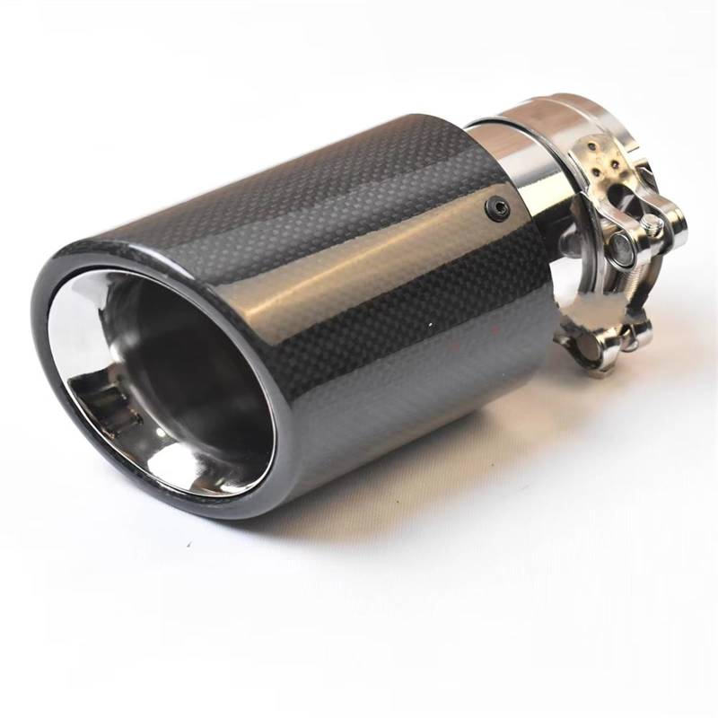 Auto Auspuff Endrohr 1PC Universal Auto Auspuff Endrohr Lockige Glänzende Carbon Faser Edelstahl Abgeschrägte Kante Schalldämpfer Spitze Auto Auspuffspitze(63-114mm) von TINGYUS