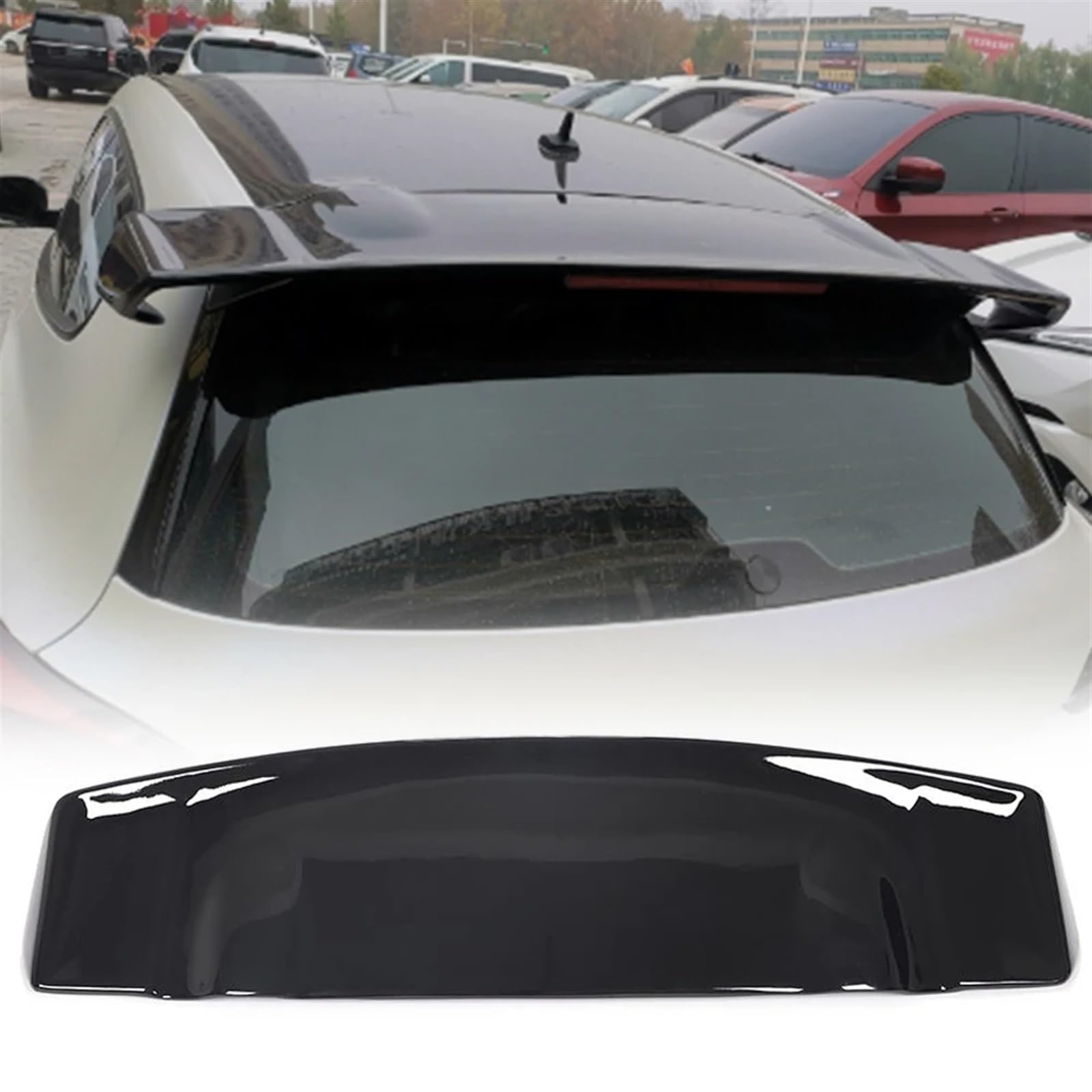 Auto Spoiler Wing Für Für Scirocco 2008-2013 Auto-Styling Carbon Faser/FRP Hinten Stamm Dach Lip Flügel Fenster Spoiler Auto Heckflügel(FRP Gloss Black) von TINGYUS