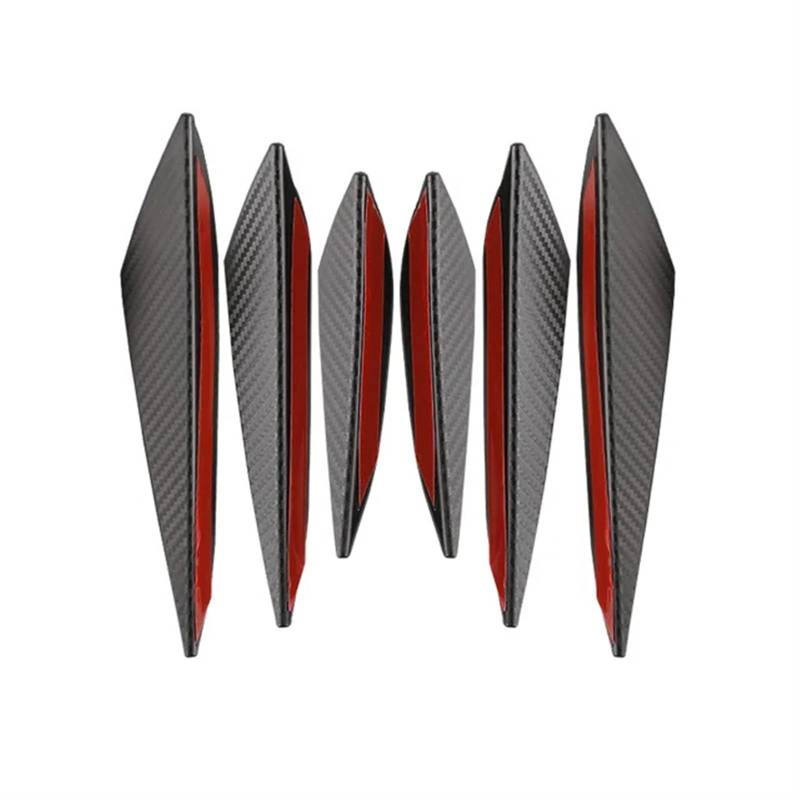 Frontstoßstange Spoiler Universal 6 Stücke Auto Modifikation Wind Messer Carbon Faser Muster Stoßstange Crescent Wind Messer Front Bar Spoiler Frontspoiler(6pcs.) von TINGYUS