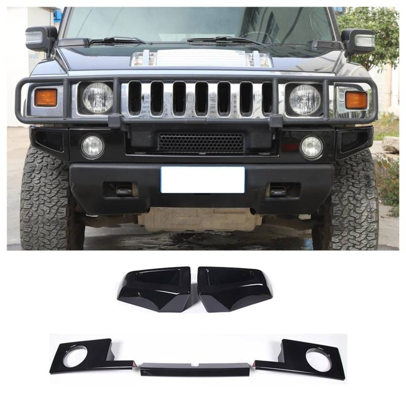 Innenzubehör Für Hummer H2 2003 2004 2005 2006 2007 2008 2009 ABS Auto Vorderen Stoßfänger Unteren Zierleiste Front Nebelscheinwerfer Zierabdeckung Auto Innenraum(Style C Black) von TINGYUS