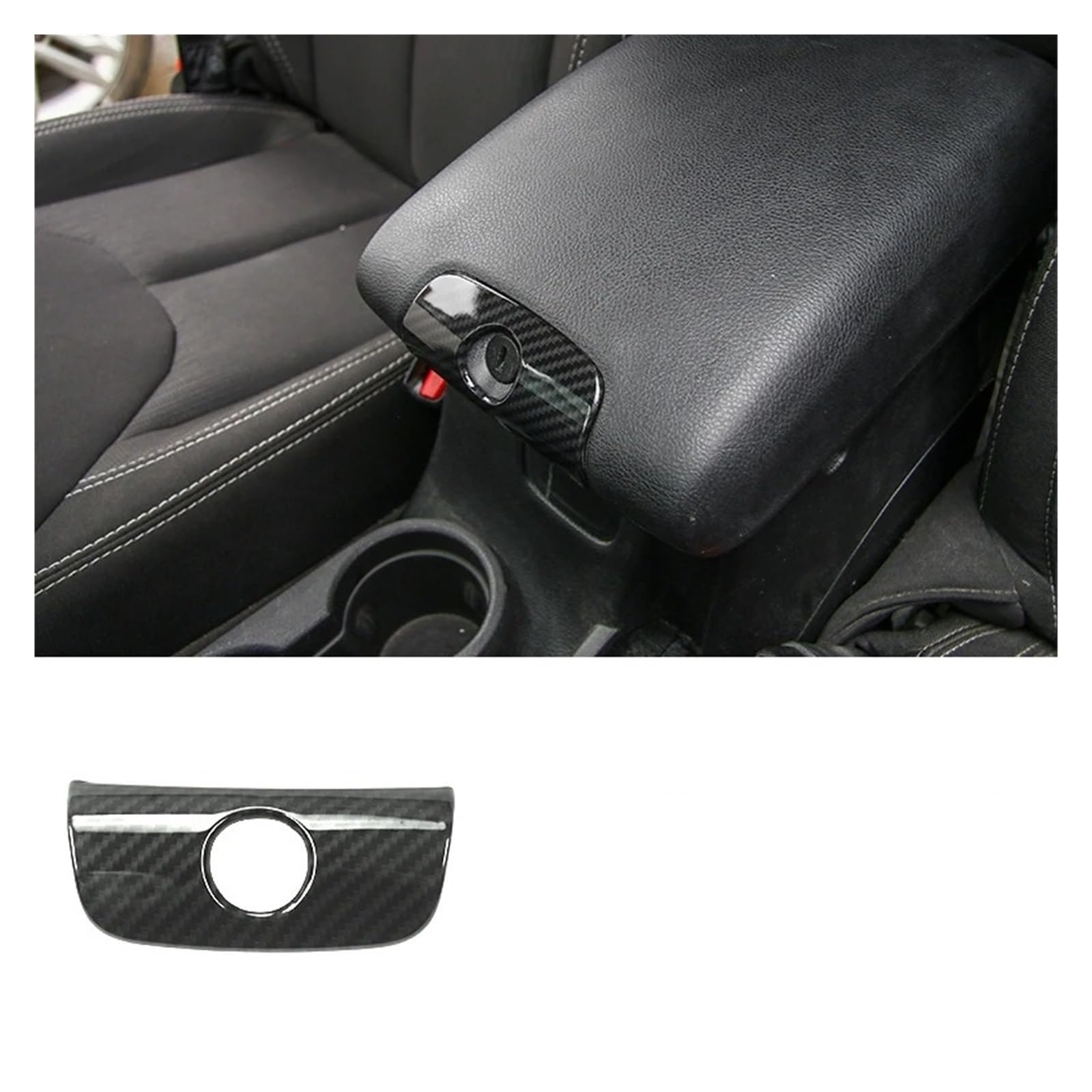 Innenzubehör Für Jeep Für Wrangler JK 2007-2017 ABS Auto Mittelkonsole Armaturenbrett Dekoration Abdeckung Aufkleber Innenausstattung Auto Innenraum(Armrest box lock) von TINGYUS