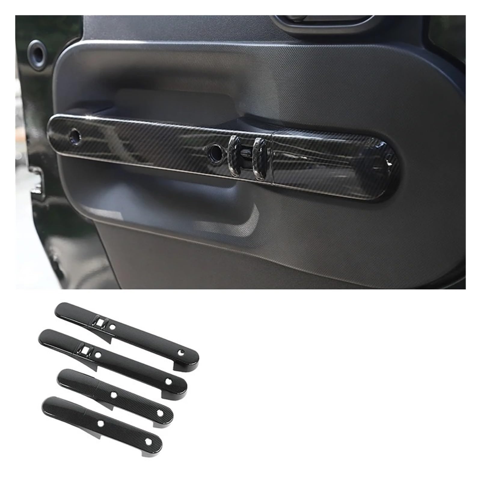 Innenzubehör Für Jeep Für Wrangler JK 2007-2017 ABS Auto Mittelkonsole Armaturenbrett Dekoration Abdeckung Aufkleber Innenausstattung Auto Innenraum(Door interior handle) von TINGYUS