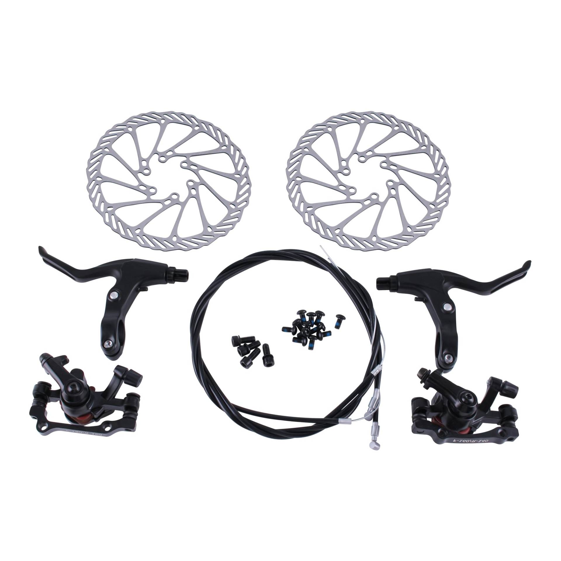 TIOMIOSEA Fahrrad Scheibenbremse Set, 160mm Bremsscheibe Fahrradbremsensatz Bremssattel Scheibe vorne und hinten, Fahrradbremshebel aus Vollaluminiumlegierung, für Mountainbike von TIOMIOSEA