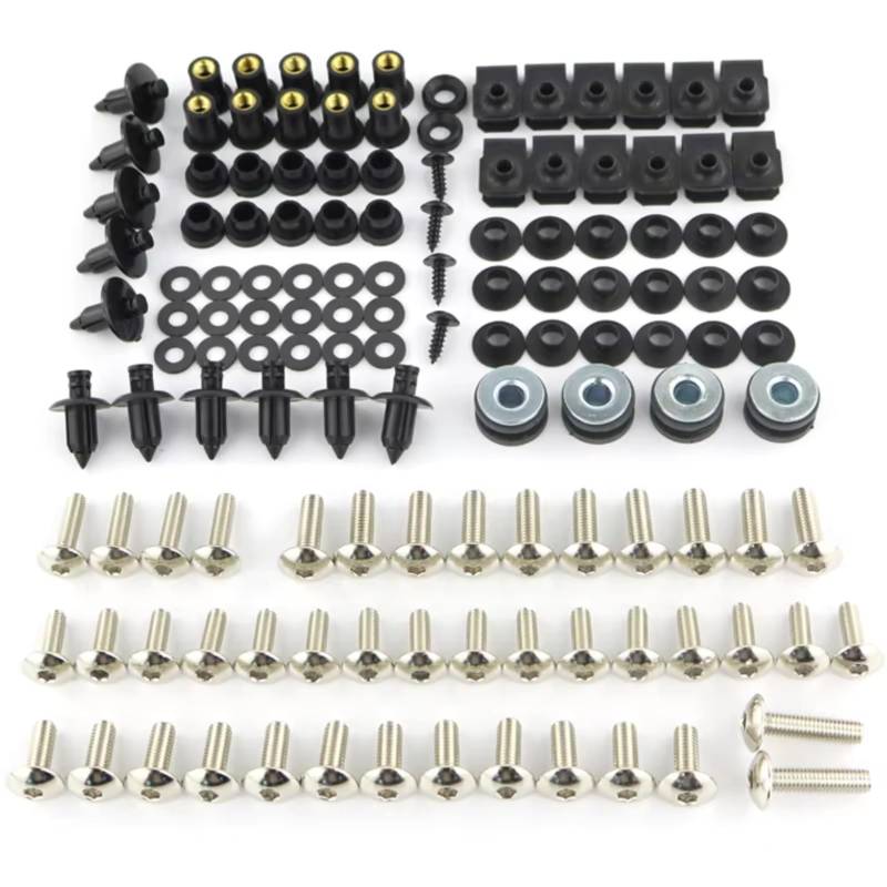 TIOWCGH Kompatibel Mit Suzuki Für B-King 1300 2007-2012 Für TL1000R/TL1000S 1998-2005 Motorrad-Vollverkleidungsschrauben-Kit-Clips Parabrezza Bullone(Silver) von TIOWCGH