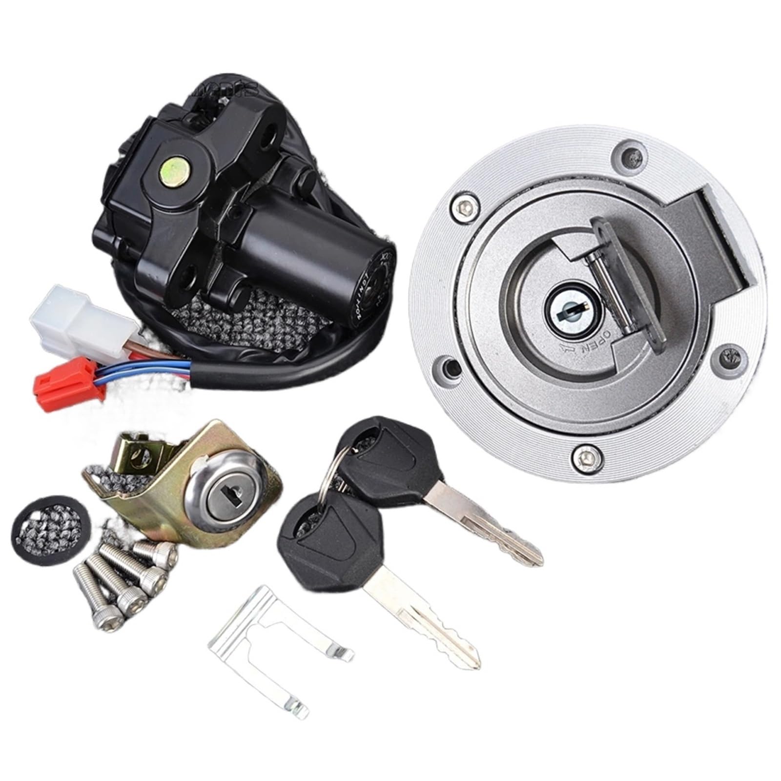 TIOWCGH Kompatibel Mit YZF Für R1 2004 2005 2006 2007 2008 2009 2010 2011 2012 2013 2014. Motorrad-Zündschalterschlüssel, Sperrkabel, Sockelschlüsselbaugruppe Motorrad-Zündschloss von TIOWCGH