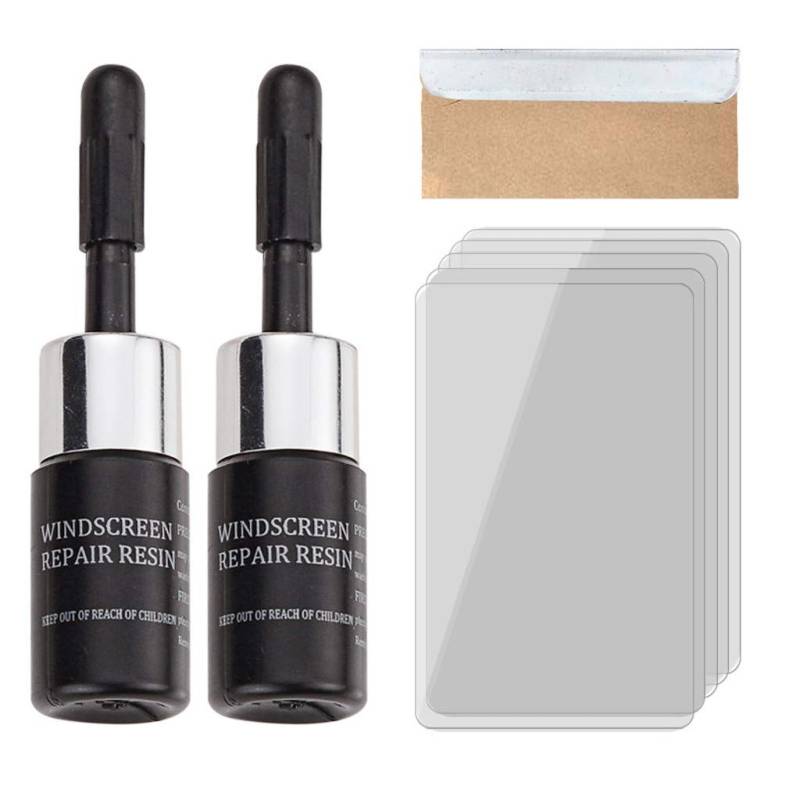 TIREOW 2Pcs 3ml Windschutzscheibenreparaturmittel mit 1Pcs Schaber, Autoglas Nano Repair Fluid Autofenster Glas Crack Chip Reparaturwerkzeug für Windows, Spiegel, Tabletten (Schwarz) von Toysmith