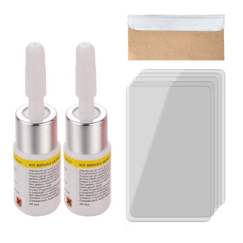 TIREOW 2Pcs 3ml Windschutzscheibenreparaturmittel mit 1Pcs Schaber, Autoglas Nano Repair Fluid Autofenster Glas Crack Chip Reparaturwerkzeug für Windows, Spiegel, Tabletten (Weiß) von Toysmith