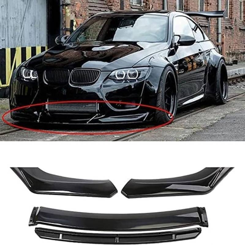 Auto Frontlippe Frontspoiler für BM-W E39 E46 E53 E90 E92 E93, Front stoßstange Splitter Car Frontlippe Splitter Wing Frontstoßstangenlippe Zubehör,A/Black von TISTIK