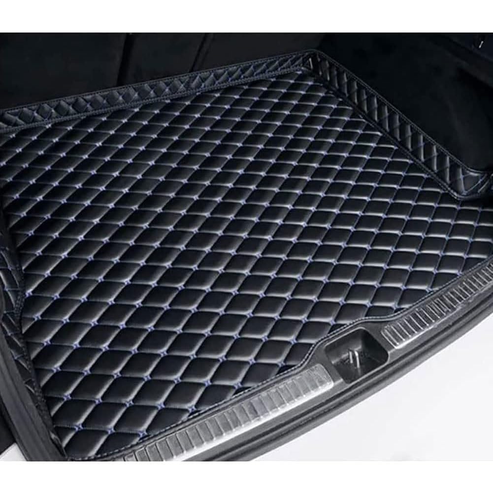 TISTIK Auto Leder Kofferraum Matte für V-W Touareg 2019-2023 (no Slides), Custom Wasserdicht rutschfest Kofferraumwanne All Weather Cargo Tray Schutzmatt ZubehöR,A/Black~Blue von TISTIK