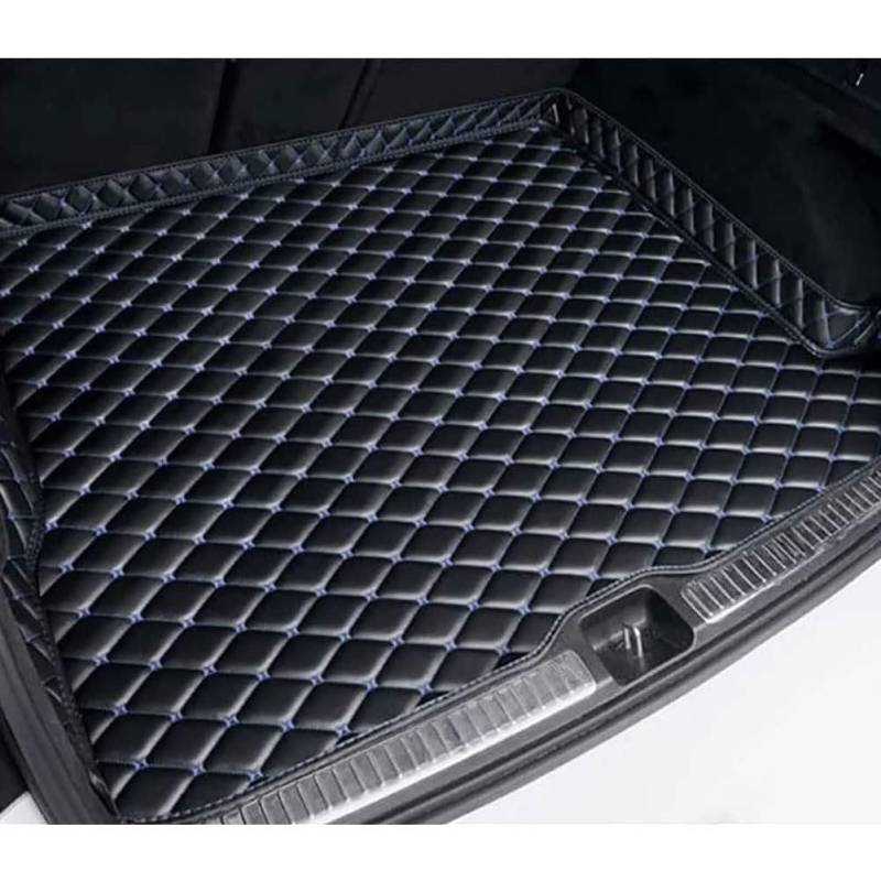 TISTIK Auto Leder Kofferraum Matte für Volvo XC60 2009-2014, Custom Wasserdicht rutschfest Kofferraumwanne All Weather Cargo Tray Schutzmatt ZubehöR,A/Black~Blue von TISTIK