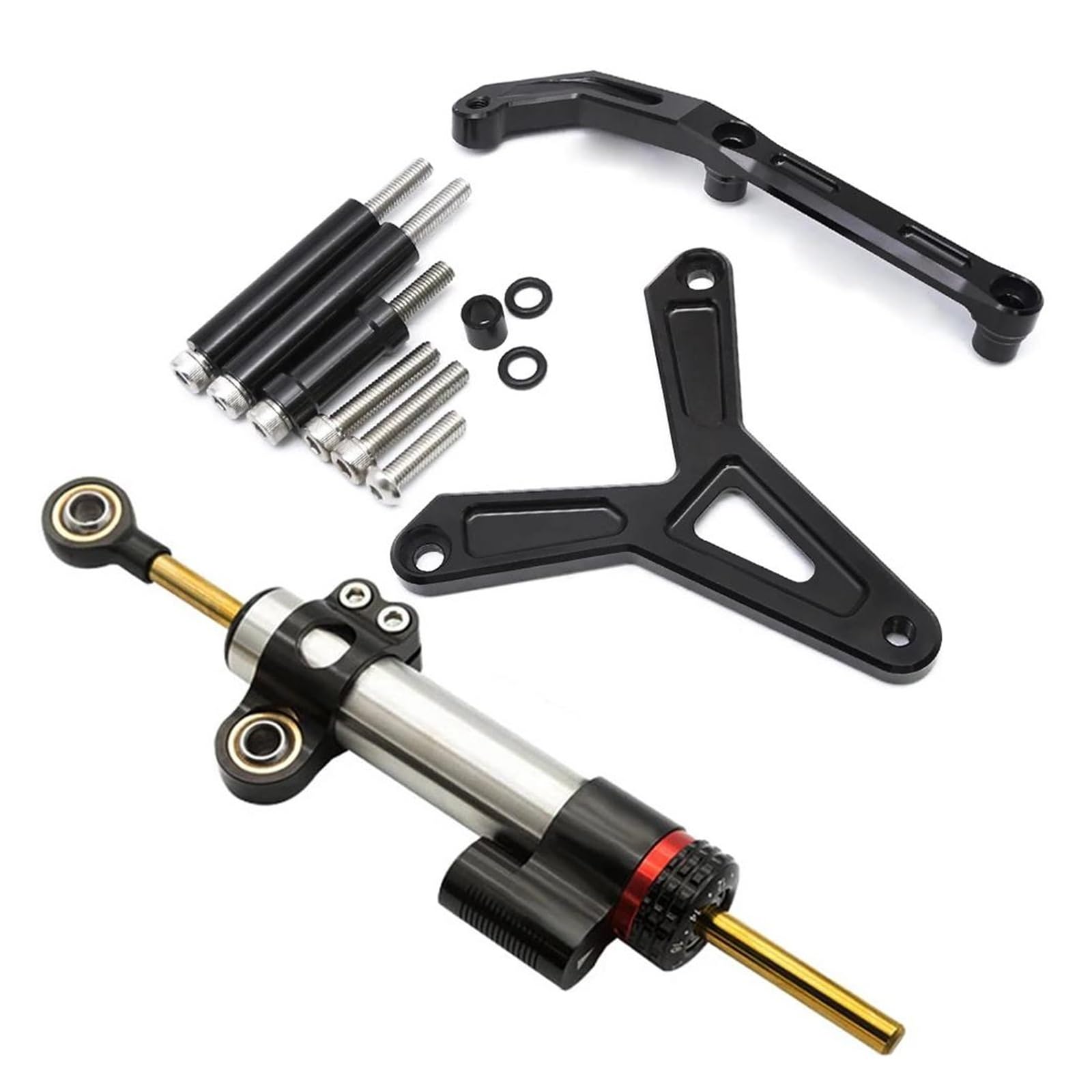 Dämpfer Lenkungsstabilisator Aluminium Carbon Motorrad Lenkung Dämpfer Stabilisator Halterung Montage Unterstützung Kit Für Tracer 900 GT 2021-2023 CNC-Halterung(B Silver Set) von TISURXQ