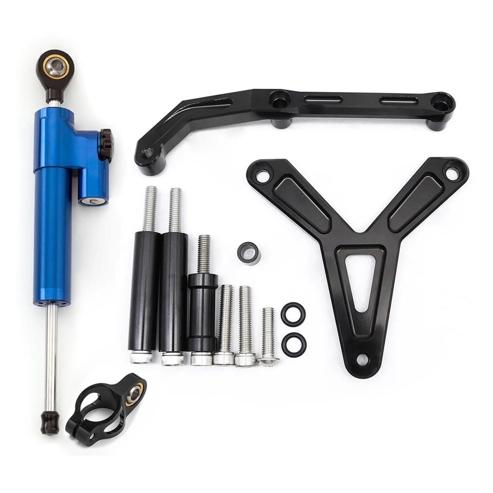 Dämpfer Lenkungsstabilisator Aluminium-Carbon-Motorrad-Lenkungsdämpfer-Stabilisatorhalterung Montageunterstützungssatz Für FJ-09 Für MT-09 Tracer 2021-2023 CNC-Halterung(Blue Set) von TISURXQ