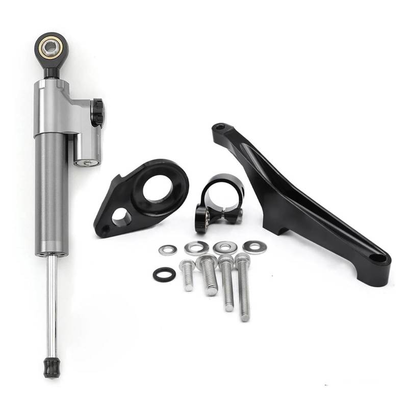 Dämpfer Lenkungsstabilisator Aluminium Motorrad Einstellbare Lenkung Dämpfer Stabilisator Halterung Montage Unterstützung Kit Halter Für Suzuki Für SV650 2016-2022 CNC-Halterung(Gray Set) von TISURXQ