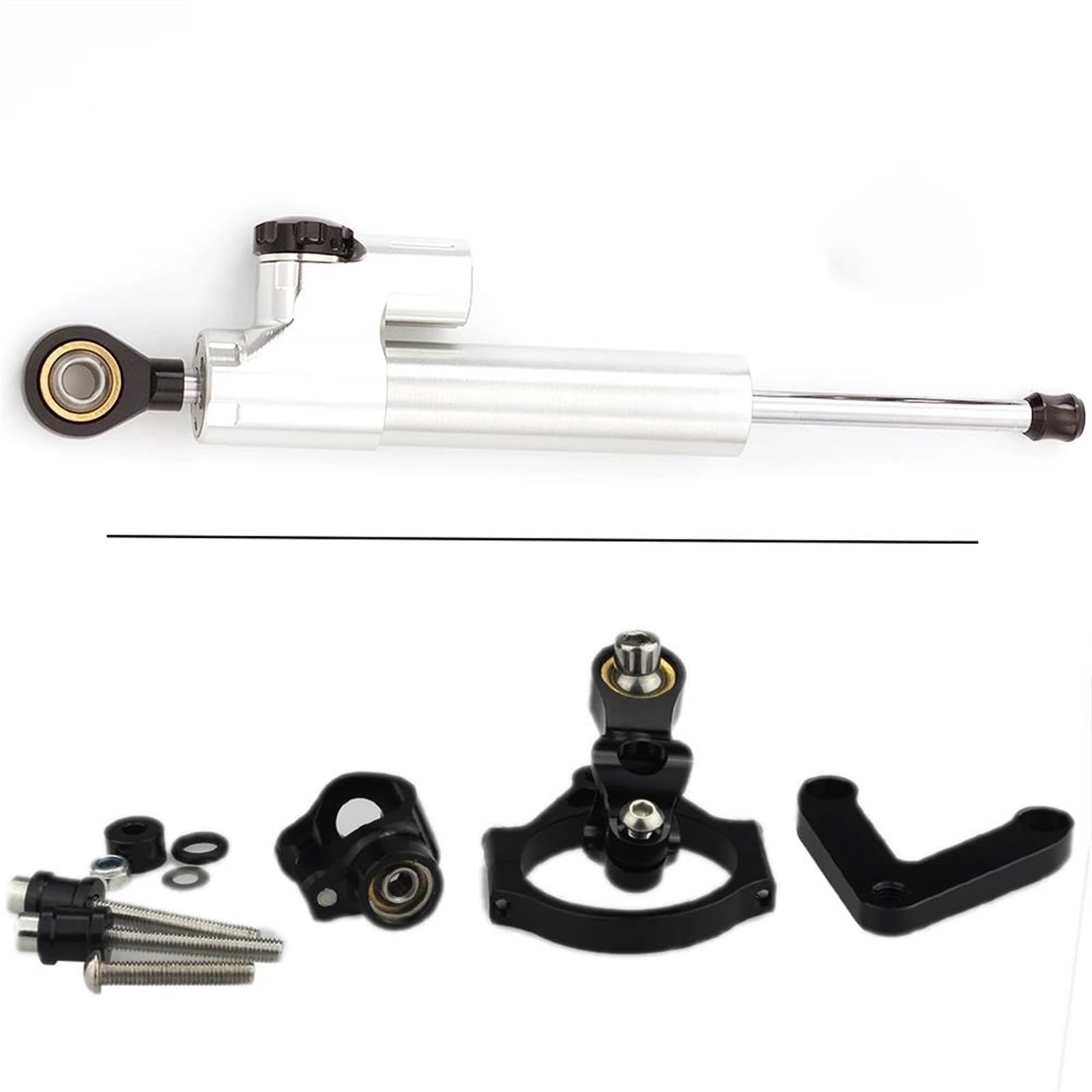 Dämpfer Lenkungsstabilisator Aluminium Motorrad Stabilisator Dämpfer Lenkung Halterung Halter Unterstützung Kit Motorrad Schwarz Für Ducati Für 848 2008-2010 CNC CNC-Halterung(Silver) von TISURXQ