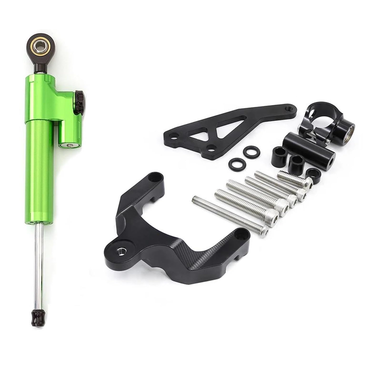 Dämpfer Lenkungsstabilisator Aluminium-Stabilisatorhalterung, Montagehalterung, Halter, Carbon-Motorrad-Lenkungsdämpfer Für Suzuki GSR600 2006-2010 CNC-Halterung(Green Set) von TISURXQ