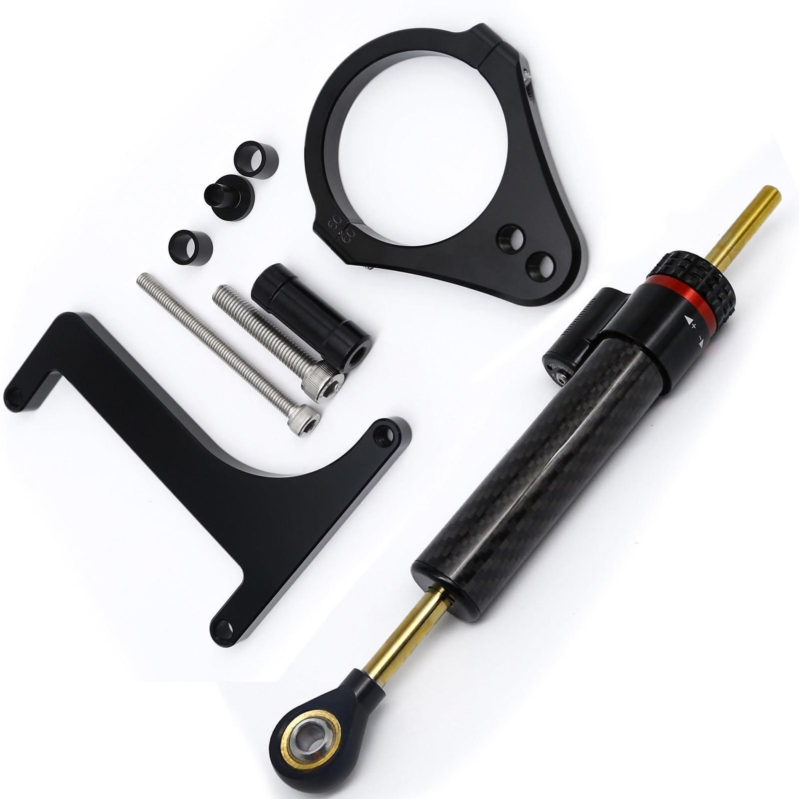 Dämpfer Lenkungsstabilisator CNC Aluminium Carbon Motorrad Stabilisator Halterung Montage Unterstützung Kit Lenkung Dämpfer Für Inokim OX Sub13 Elektrische Roller CNC-Halterung(Carbon Black Set) von TISURXQ