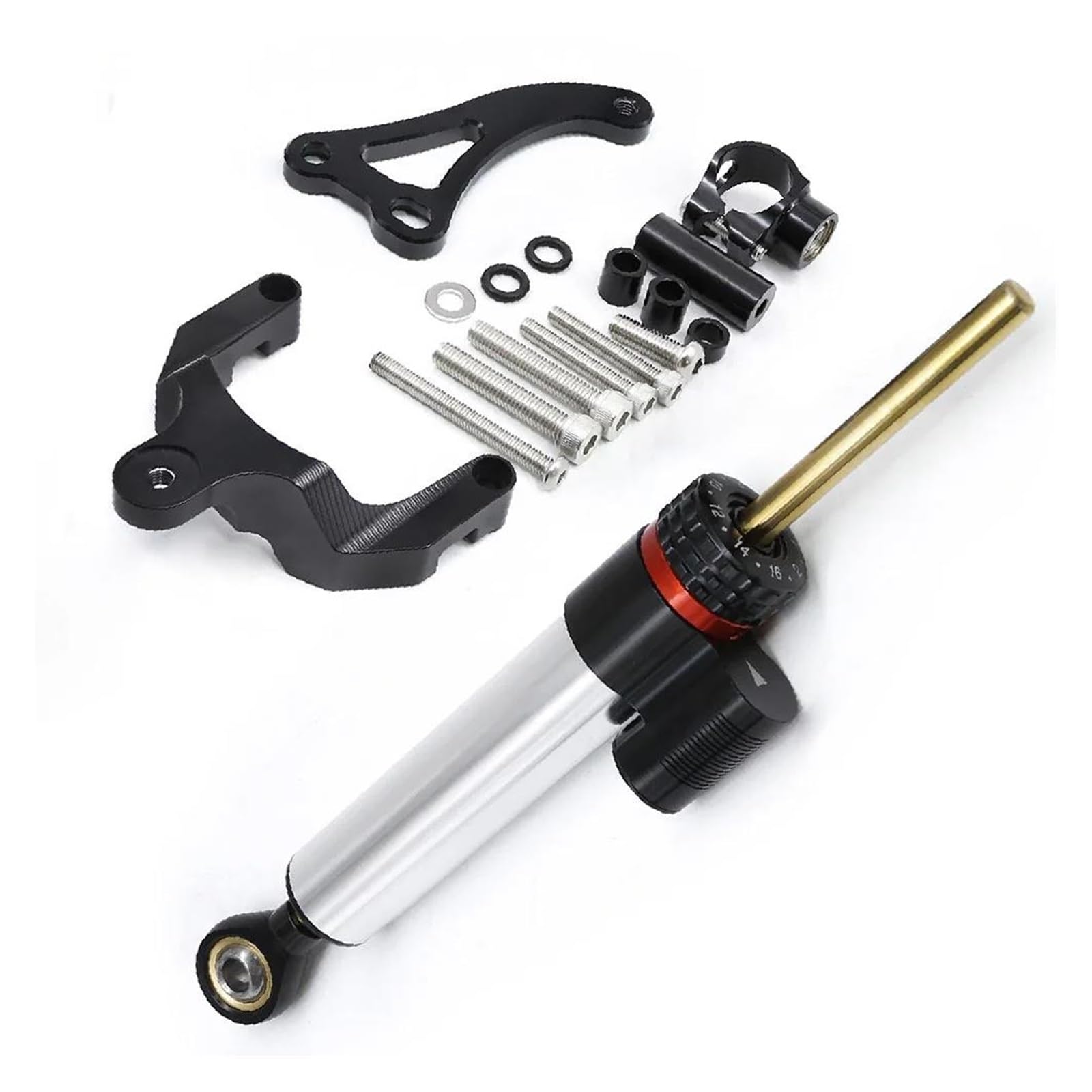 Dämpfer Lenkungsstabilisator Carbon Motorrad Lenkungsdämpfer Stabilisator Halterung Aluminium Montage Support Kit Halter Für Suzuki Für GSR600 2006-2010 CNC-Halterung(Silver) von TISURXQ