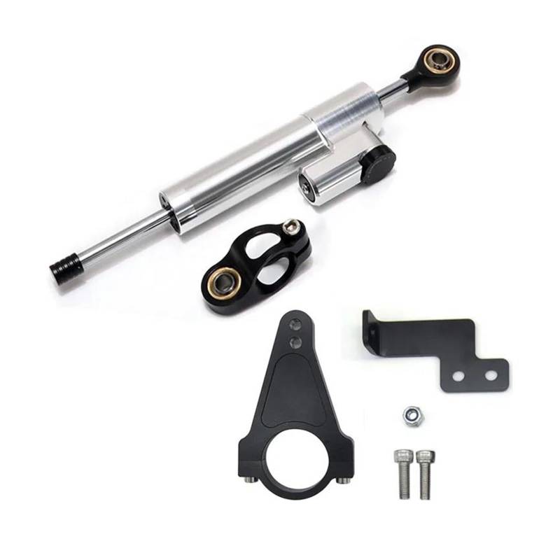 Dämpfer Lenkungsstabilisator Für Motorrad Elektrische Roller Zubehör Teile CNC Universal Fiber Carbon Lenkung Dämpfer Stabilisator Kit CNC-Halterung(Steering Damper A) von TISURXQ