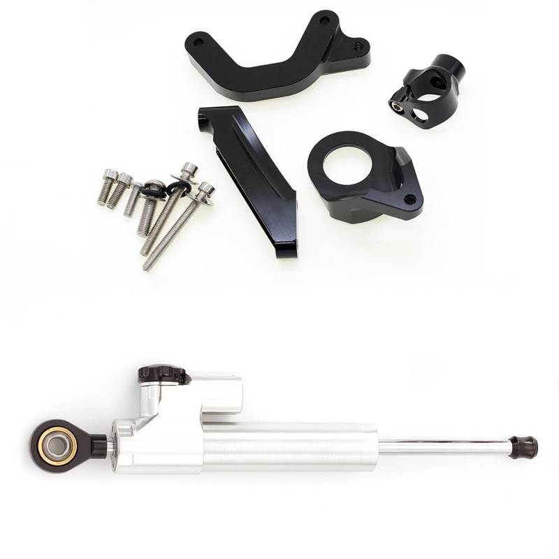 Dämpfer Lenkungsstabilisator Für Suzuki Für GSXR 1000 Für GSXR1000 K9 2009 2010 2011 2012 2013 2014 2015 Motorrad Lenkung Stabilisator Dämpfer Montage Halterung Kit CNC-Halterung(Silver) von TISURXQ