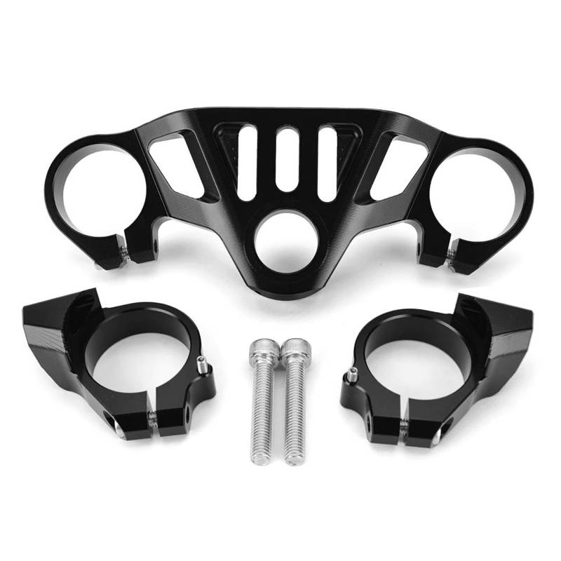 Dämpfer Lenkungsstabilisator Gabelbrücke Frontend Obere Top-Klemme Motorrad-Vordergabel-Absenkung Für Aprilia Für RS660 Für RS 660 2021 2022 2023 CNC-Halterung(Black) von TISURXQ