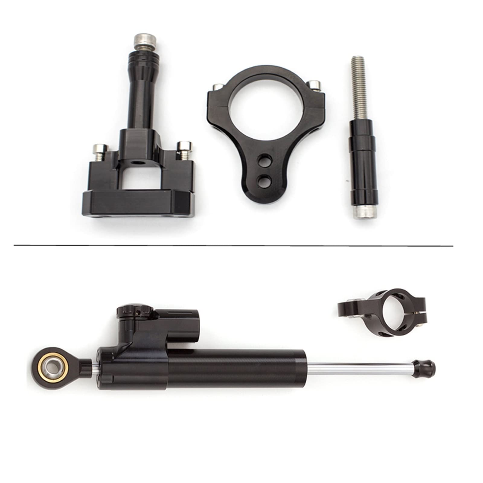 Dämpfer Lenkungsstabilisator Kit 50mm Klemme Für G-Booster Für Scooter Fiber Carbon Lenkungsdämpfer Stabilisator Halterung Montage CNC-Halterung(Black Set B) von TISURXQ