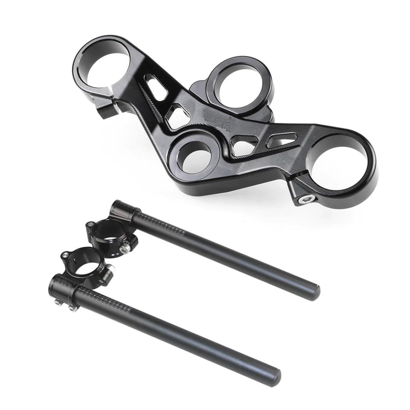 Dämpfer Lenkungsstabilisator Motorrad Gabel Senkung Triple Tree Front-End Ober Top Clamp Teile Für Kawasaki Für NINJA400 2018-2023 CNC-Halterung(1Set Black) von TISURXQ