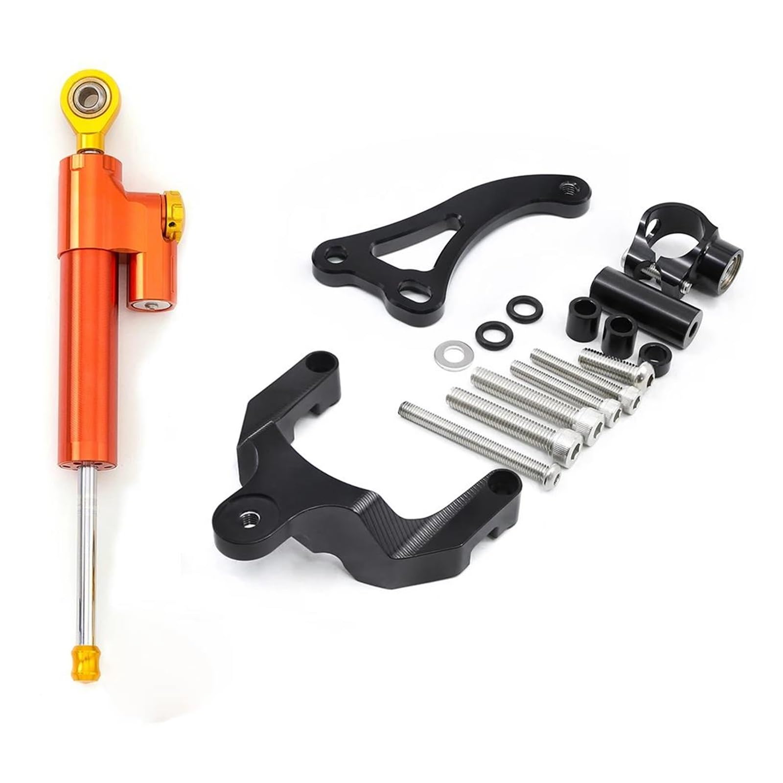 Dämpfer Lenkungsstabilisator Motorrad Lenkung Dämpfer Stabilisator Halterung Aluminium Montage Unterstützung Kit Halter Für Suzuki Für GSR600 2006-2010 CNC-Halterung(Orange Set) von TISURXQ