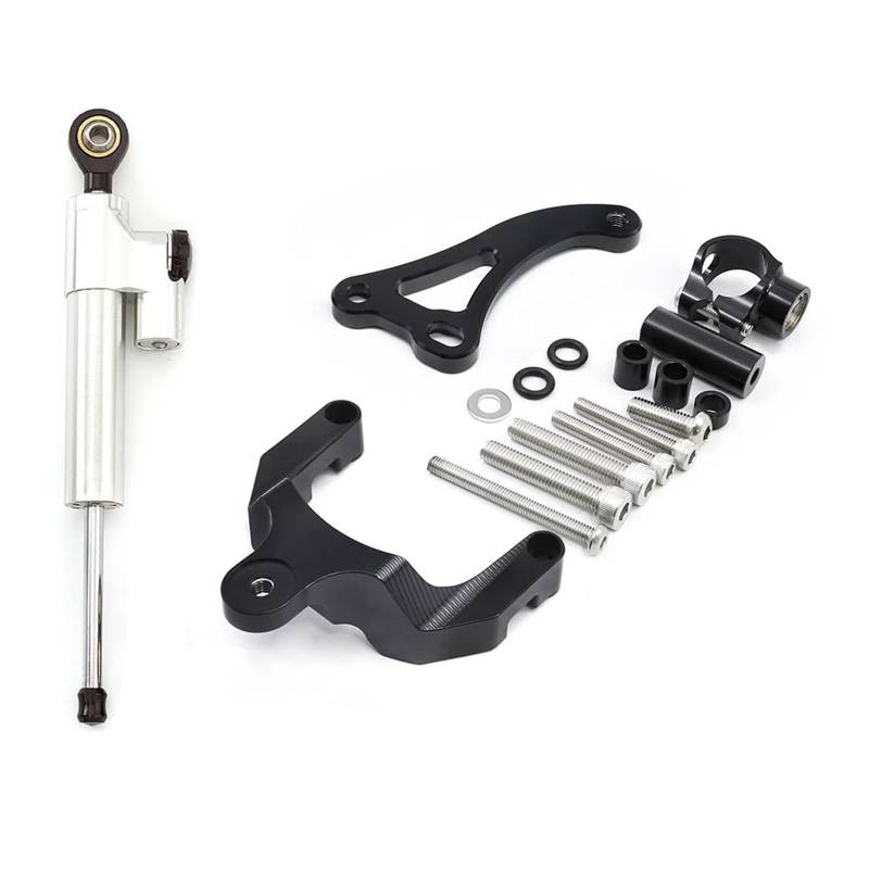 Dämpfer Lenkungsstabilisator Motorrad Lenkung Dämpfer Stabilisator Halterung Aluminium Montage Unterstützung Kit Halter Für Suzuki Für GSR600 2006-2010 CNC-Halterung(Silver Set) von TISURXQ