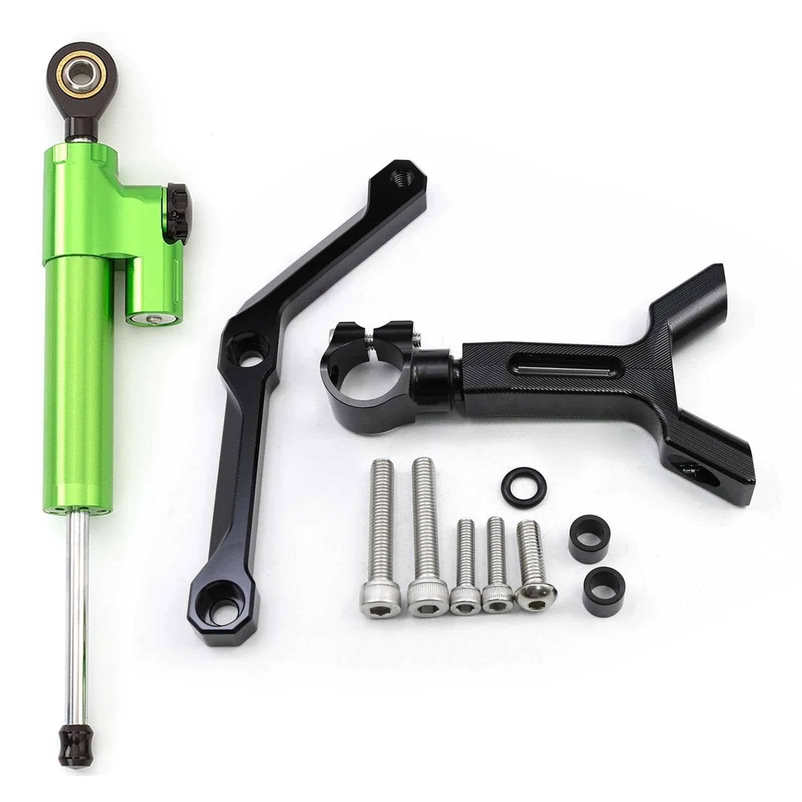 Dämpfer Lenkungsstabilisator Motorrad Lenkung Dämpfer Stabilisator Halterung Montage Kit Für Triumph Für Street Triple 765 S/R RS 2017-2022 Carbon CNC-Halterung(Green Set) von TISURXQ