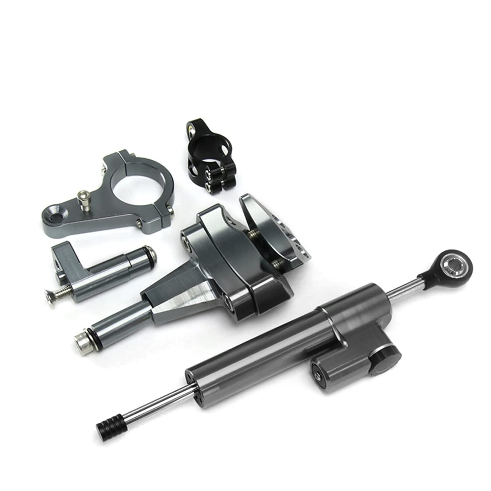 Dämpfer Lenkungsstabilisator Motorräder Zubehör Einstellbare Lenkung Stabilisator Für Kawasaki Für Ninja 400 Ninja400 EX400 Lenkung Dämpfer Montage Halterung CNC-Halterung(1Set-Grey) von TISURXQ